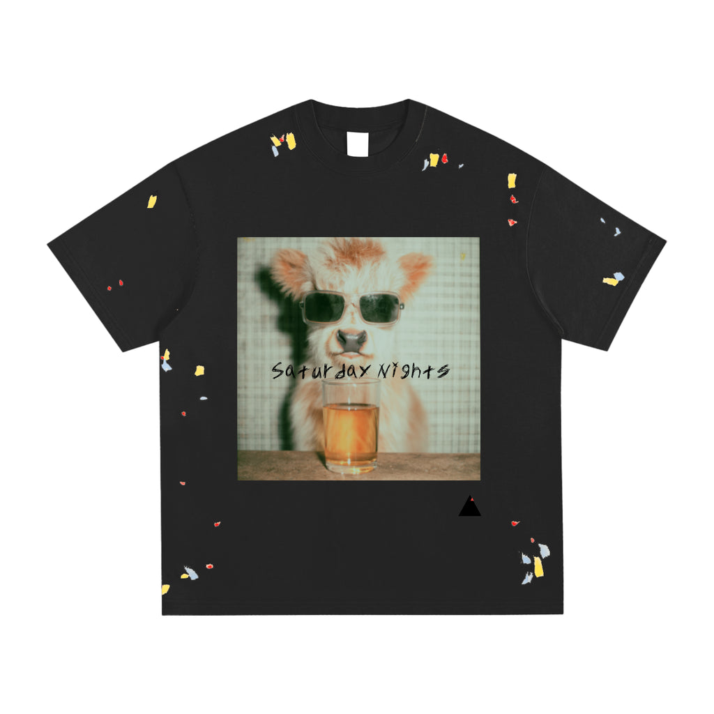 Saturday Nights Mini Cow Paint Splatter T-Shirt