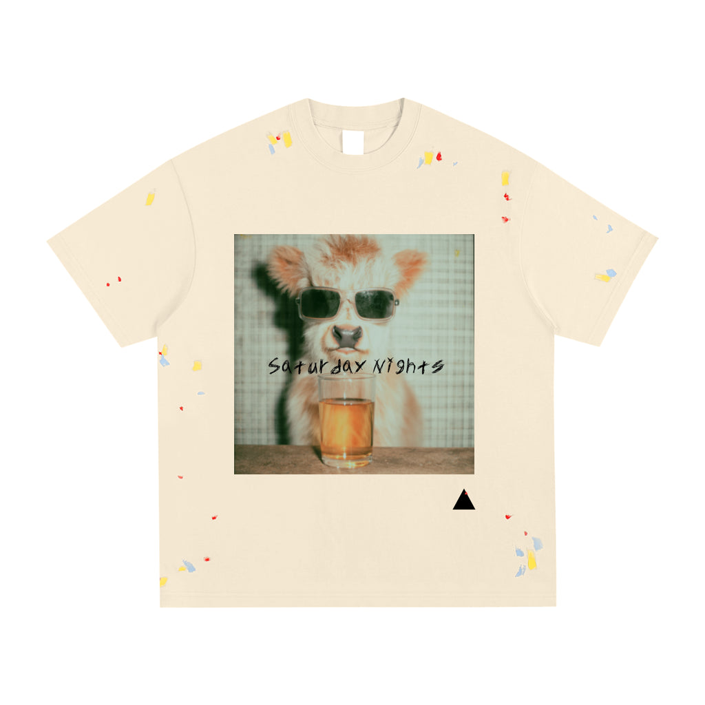 Saturday Nights Mini Cow Paint Splatter T-Shirt