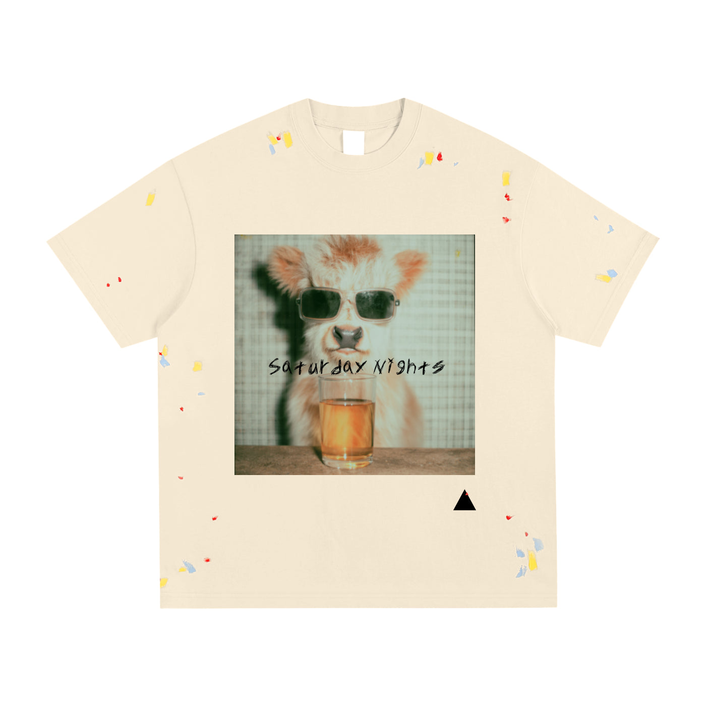 Saturday Nights Mini Cow Paint Splatter T-Shirt