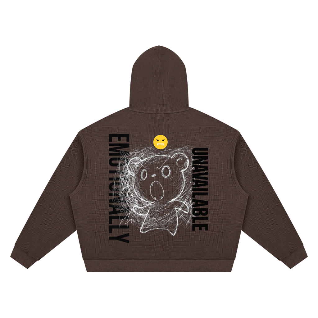 EMOUNA Kuma-Chi Darake Unisex Waffle Boxy Hoodie