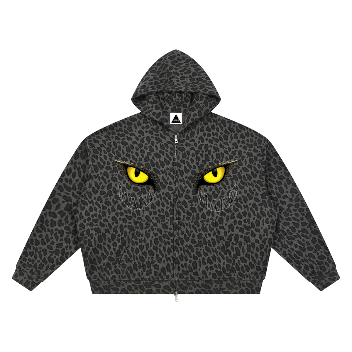 MARZ Sentinel Unisex Leopard Print Waffle Full Zip Hoodie