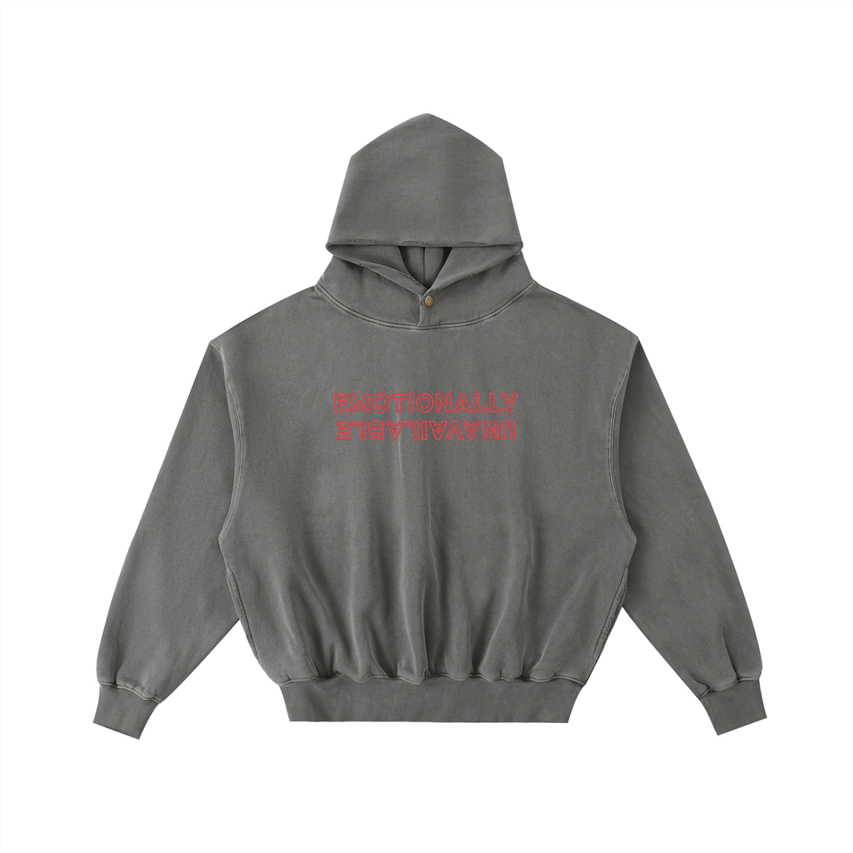 EmotionallyUnavailable Frayed Enzyme Washed Fleece Hoodie