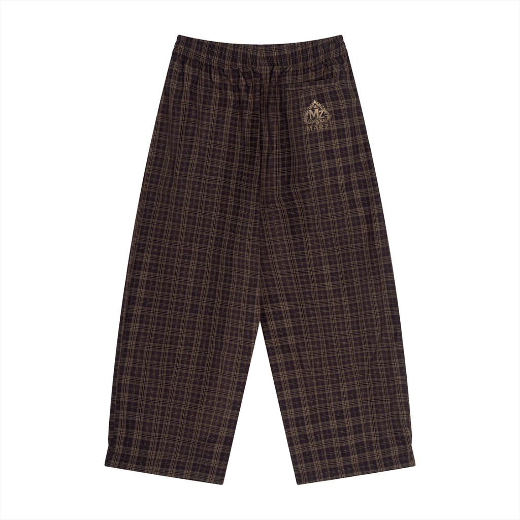 MARZ Classic Unisex Plaid Wide Leg Pants