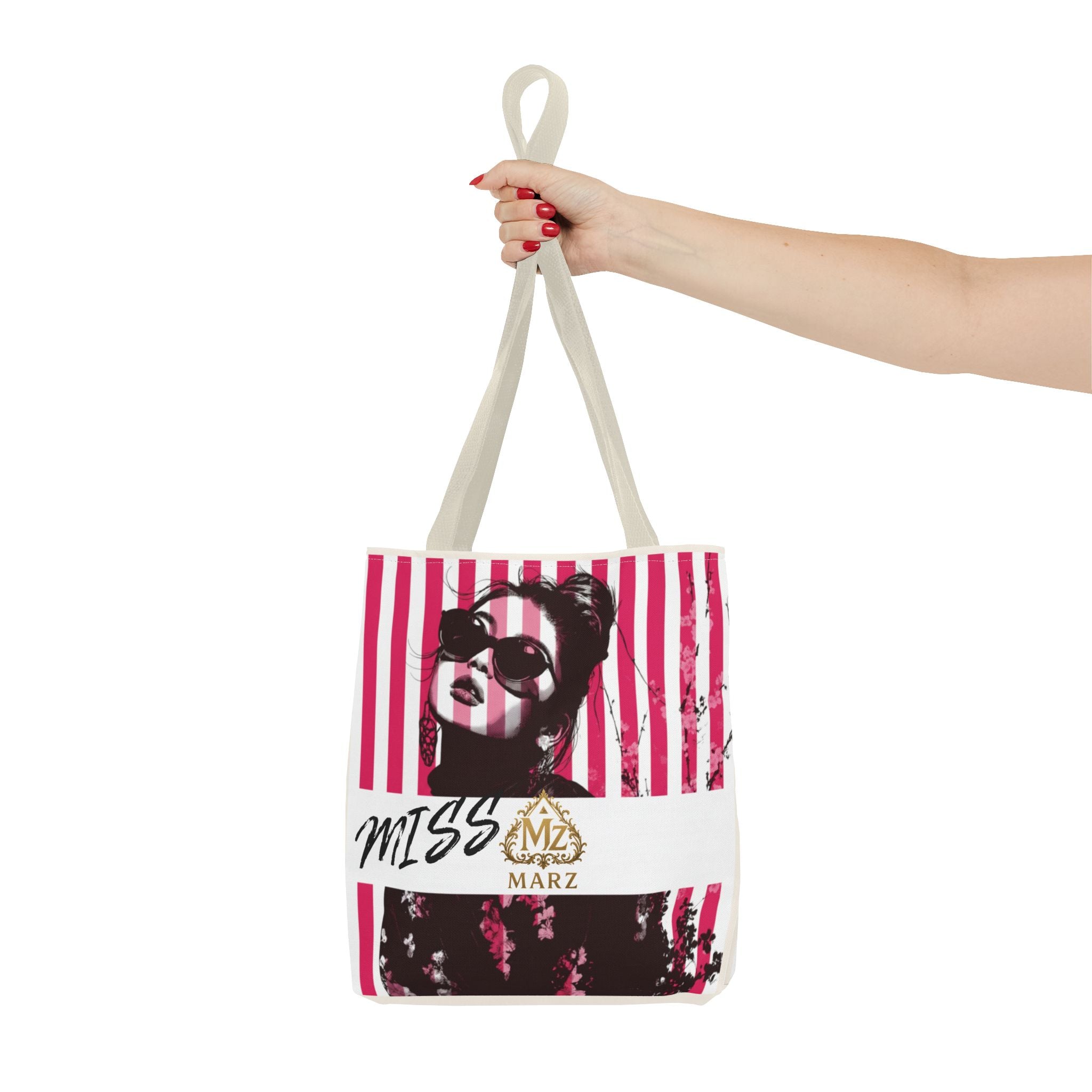 Pop Art Striped Tote Bag — 'Miss Marz' Fashion Portrait Tote