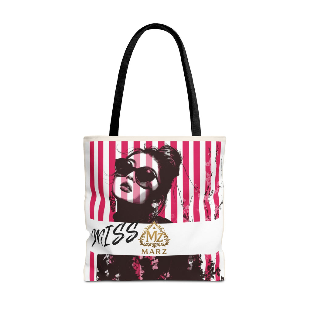 Pop Art Striped Tote Bag — 'Miss Marz' Fashion Portrait Tote