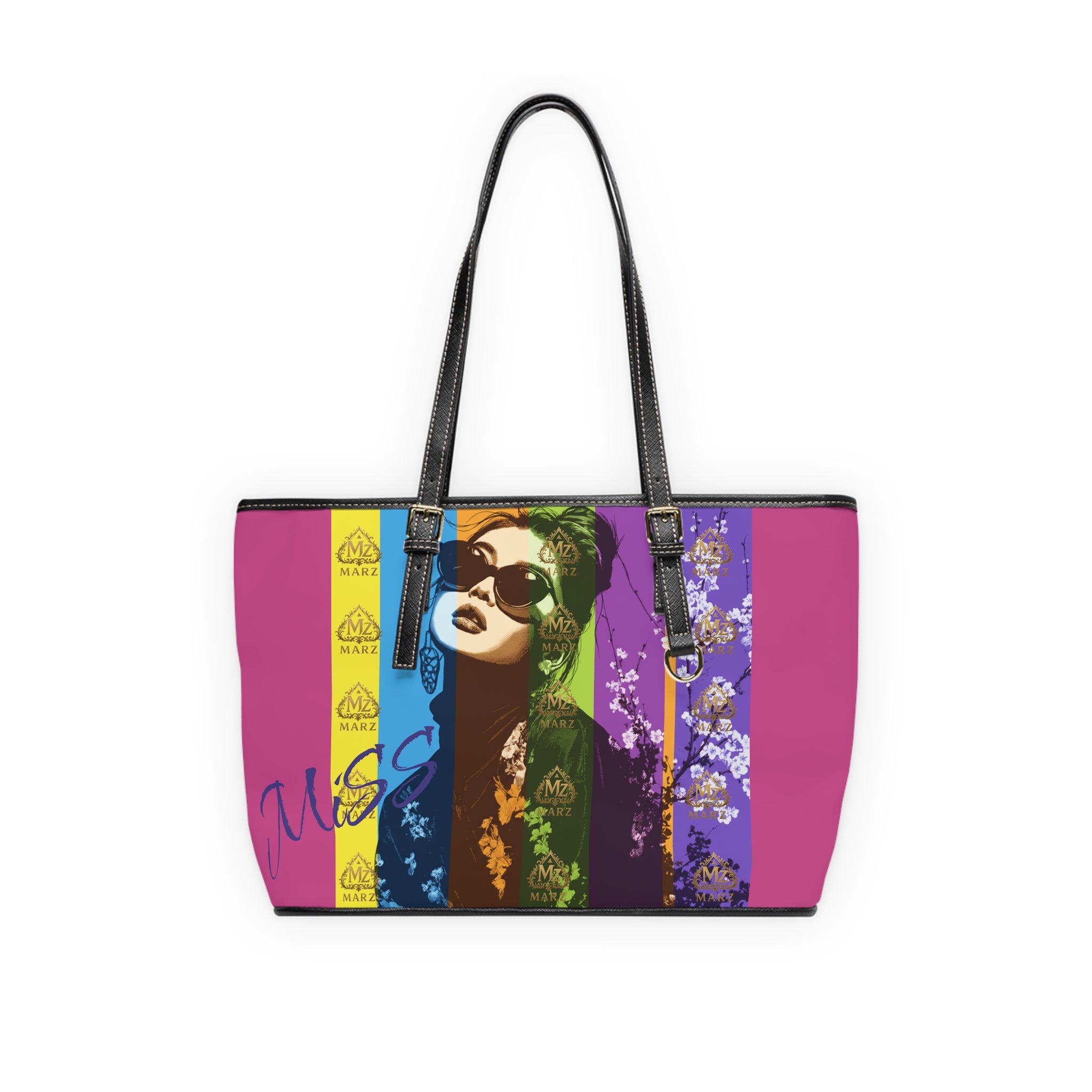 Pop Art Floral Shoulder Bag — Colorful Retro Woman Tote