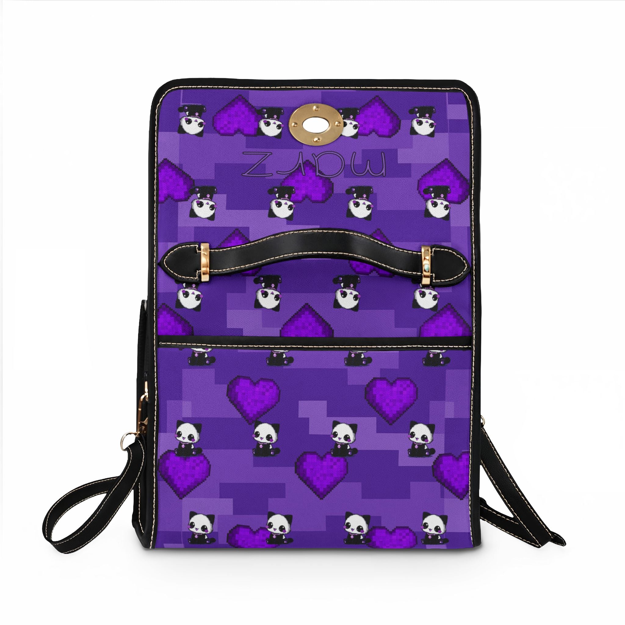 MARZ Purple Pixel Panda Waterproof Tote