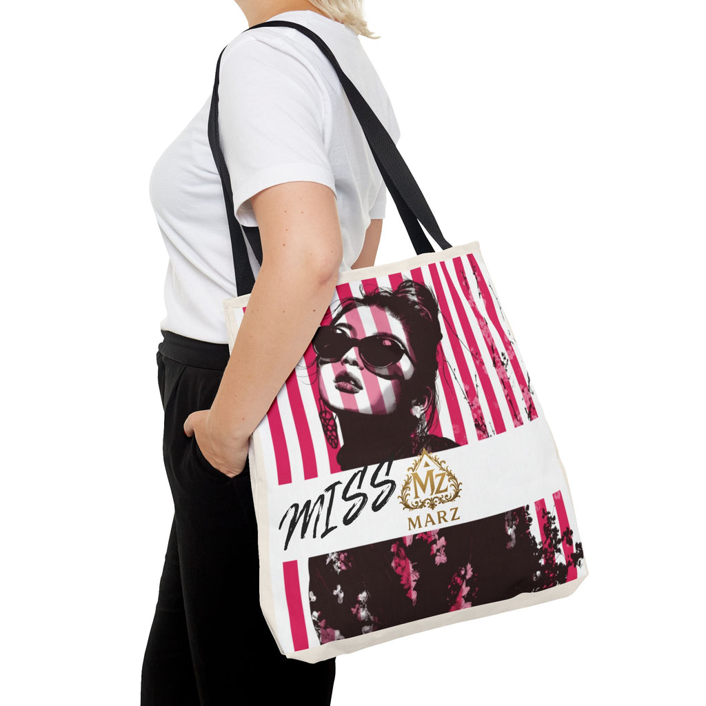 Pop Art Striped Tote Bag — 'Miss Marz' Fashion Portrait Tote
