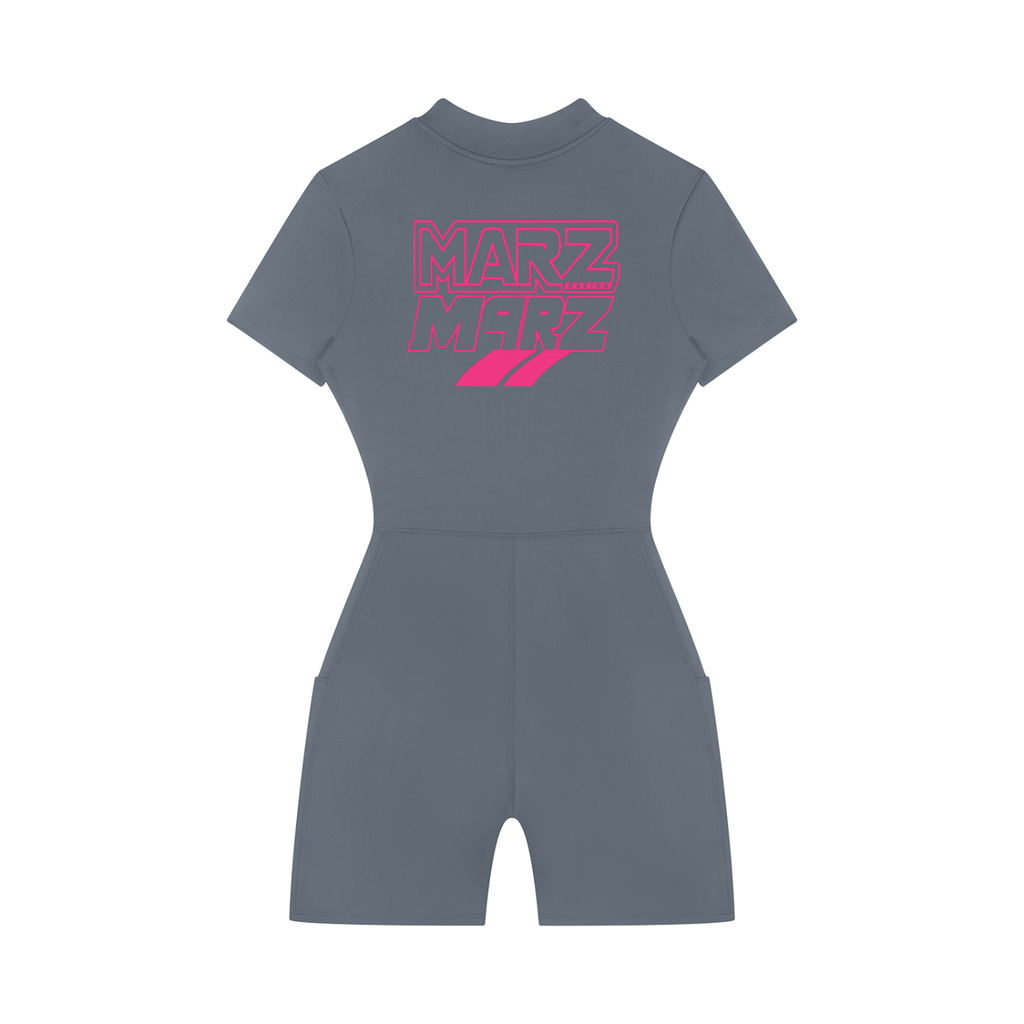 MARZ Cyberpunk Women's Quarter-Zip Short Sleeve Romper