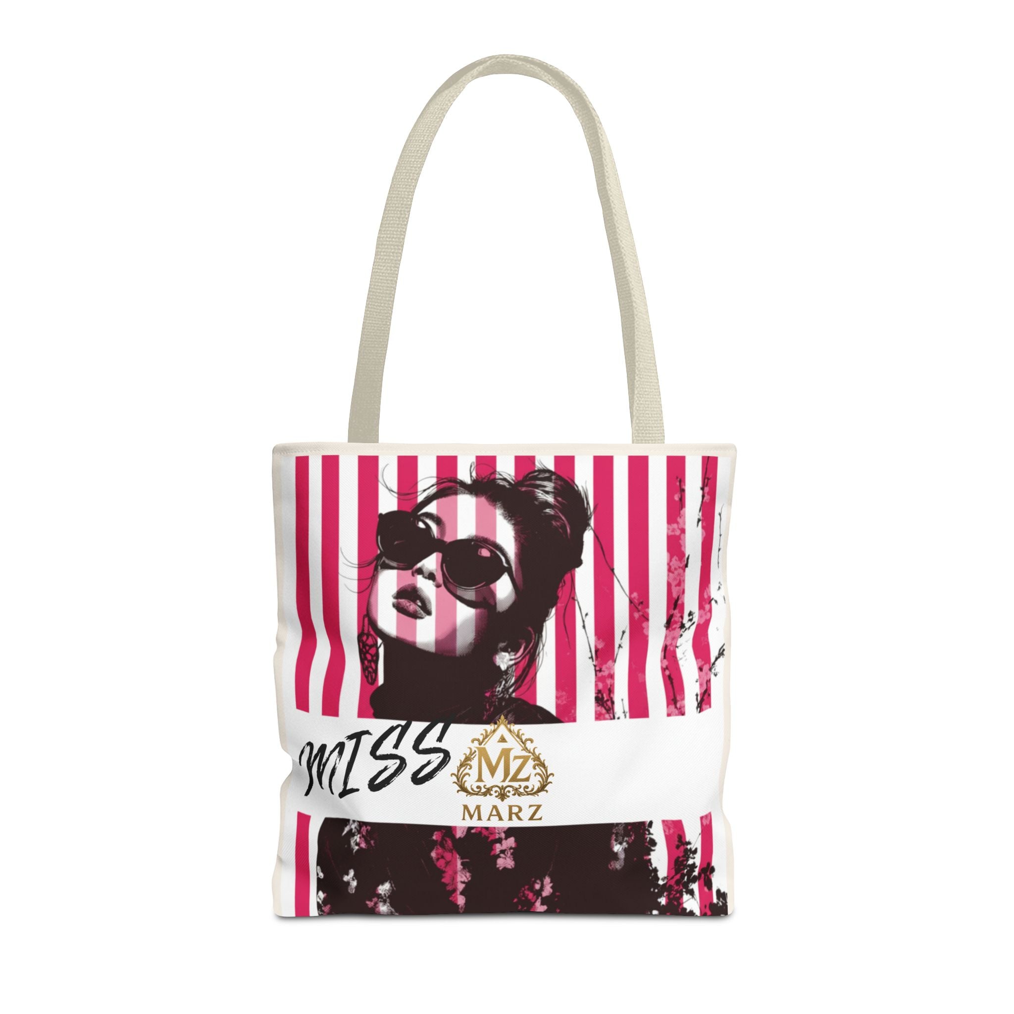 Pop Art Striped Tote Bag — 'Miss Marz' Fashion Portrait Tote