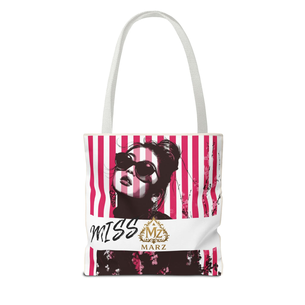 Pop Art Striped Tote Bag — 'Miss Marz' Fashion Portrait Tote