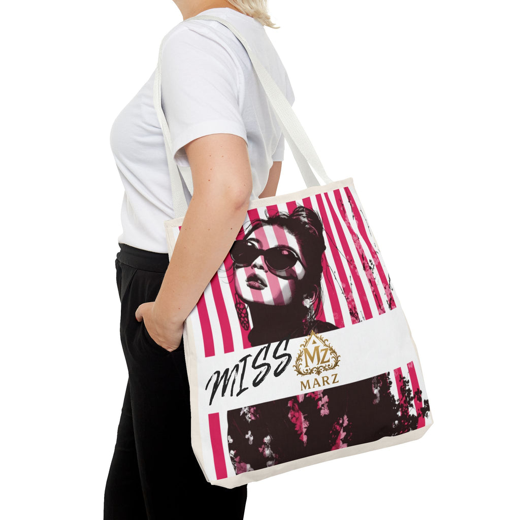 Pop Art Striped Tote Bag — 'Miss Marz' Fashion Portrait Tote