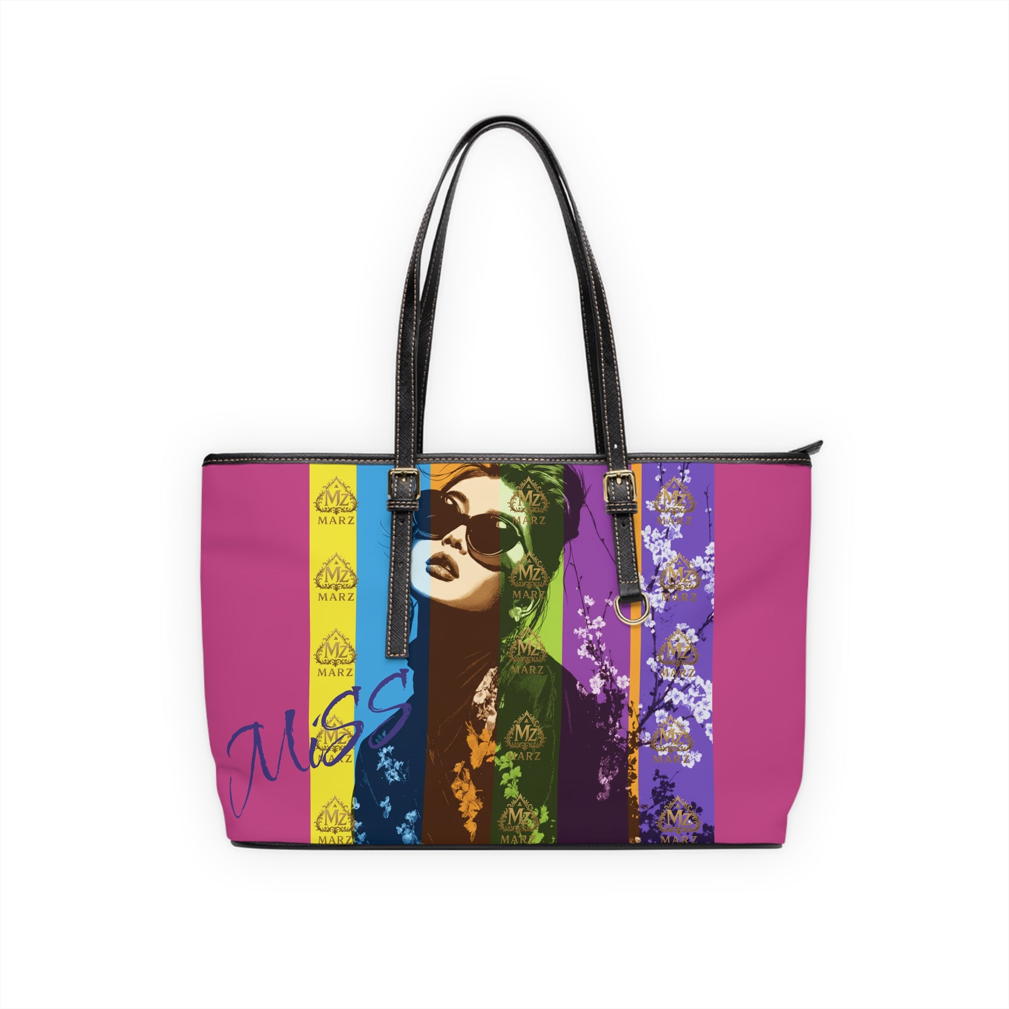 Pop Art Floral Shoulder Bag — Colorful Retro Woman Tote