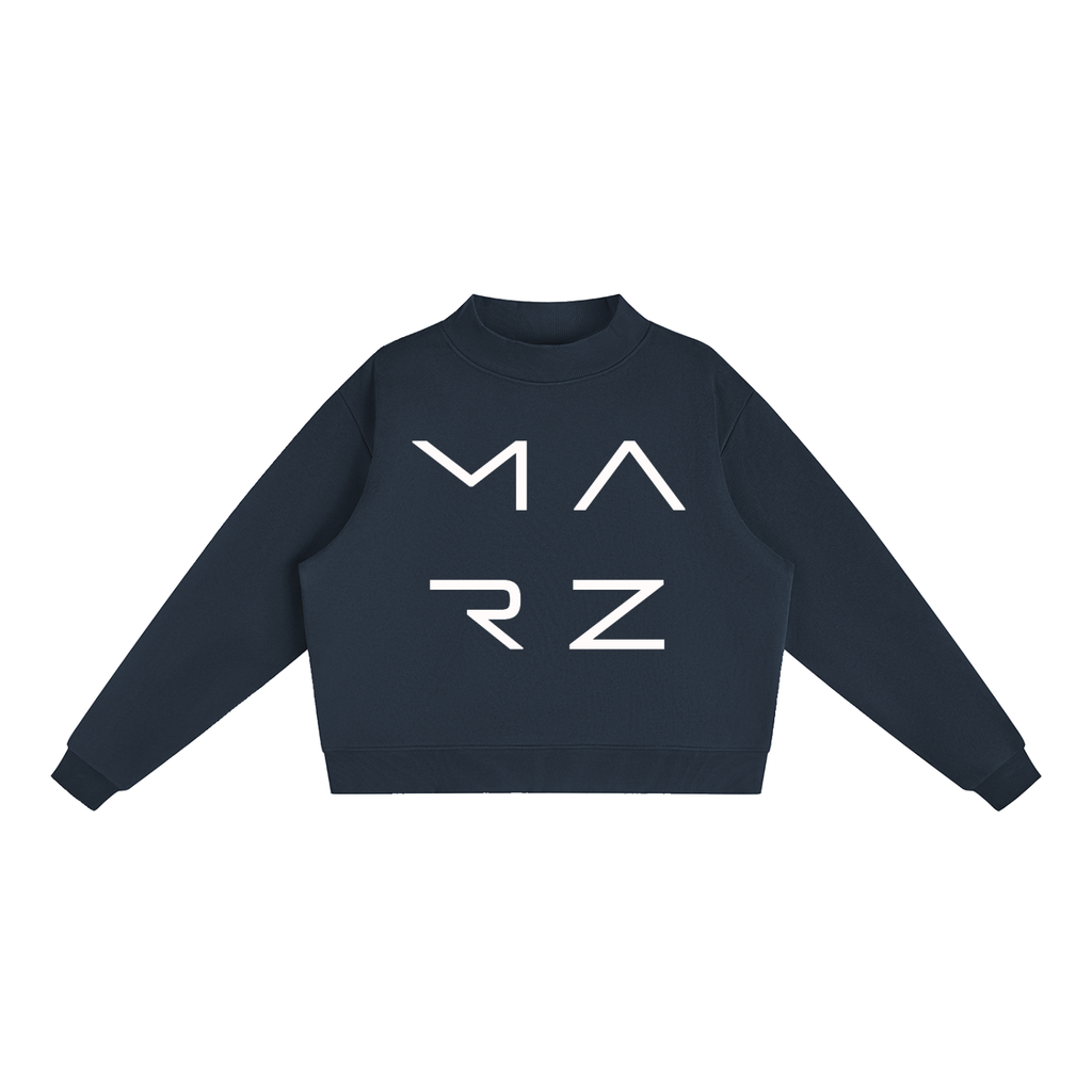MARZ Transcendent Essential Fleece Mock-Neck Crew Sweatshirt