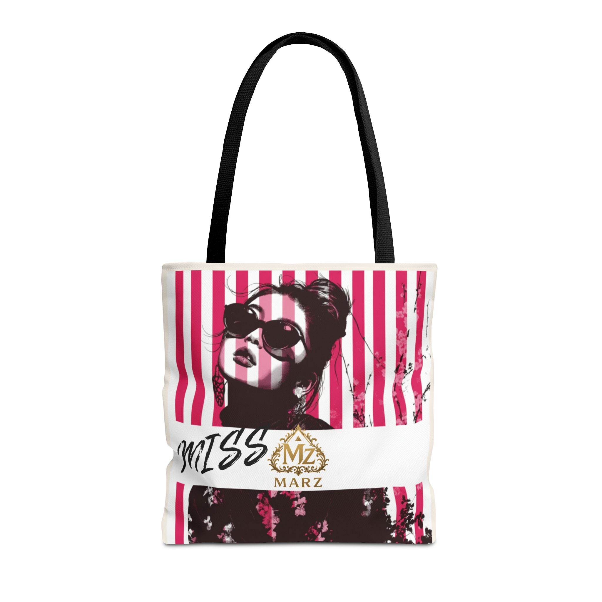 Pop Art Striped Tote Bag — 'Miss Marz' Fashion Portrait Tote
