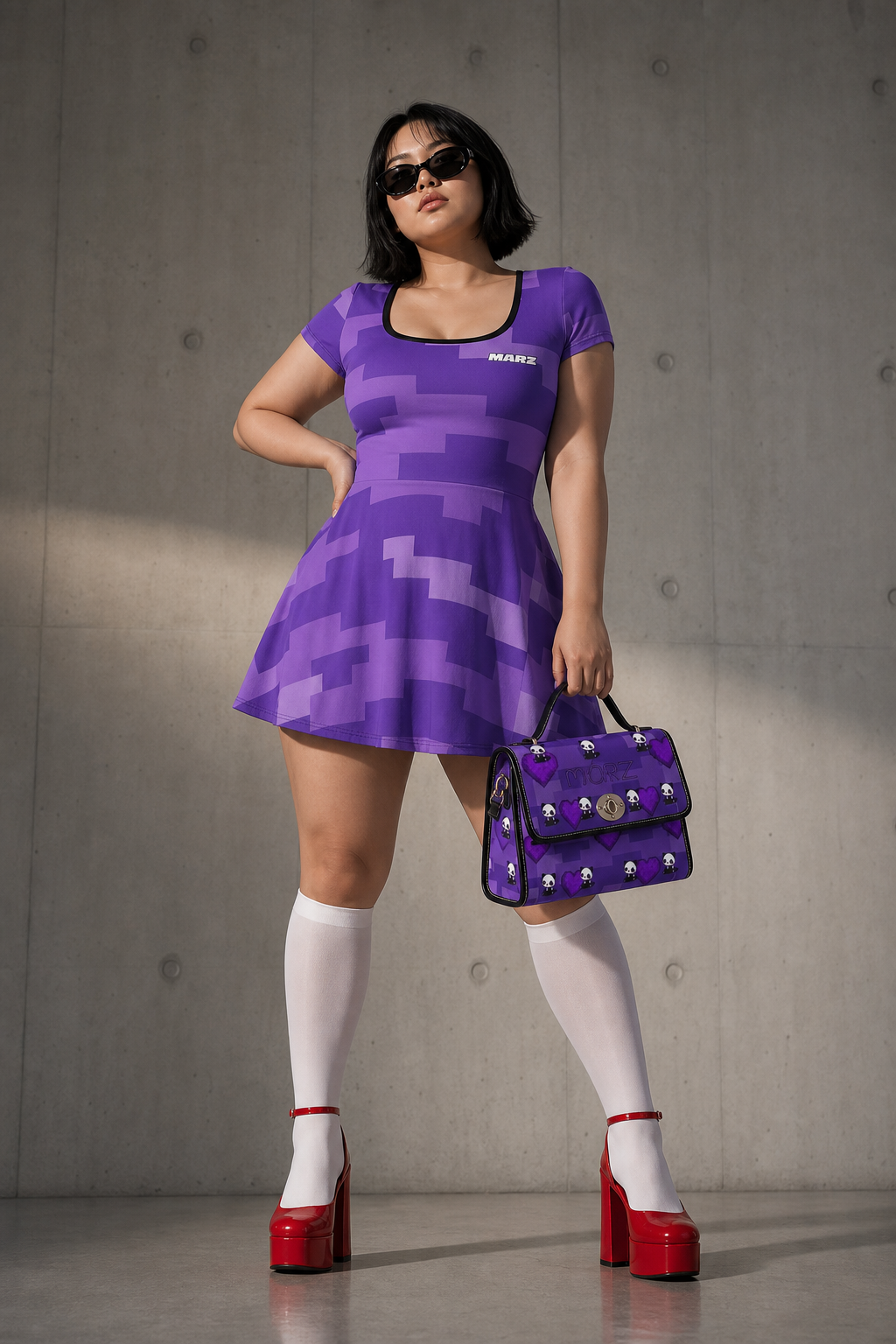 Pixelated Haze Athletic Dress With Built‑In Shorts