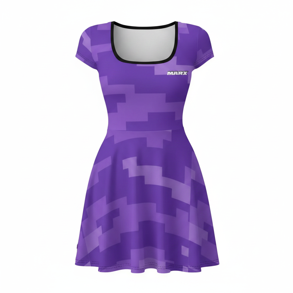 Pixelated Haze Athletic Dress With Built‑In Shorts
