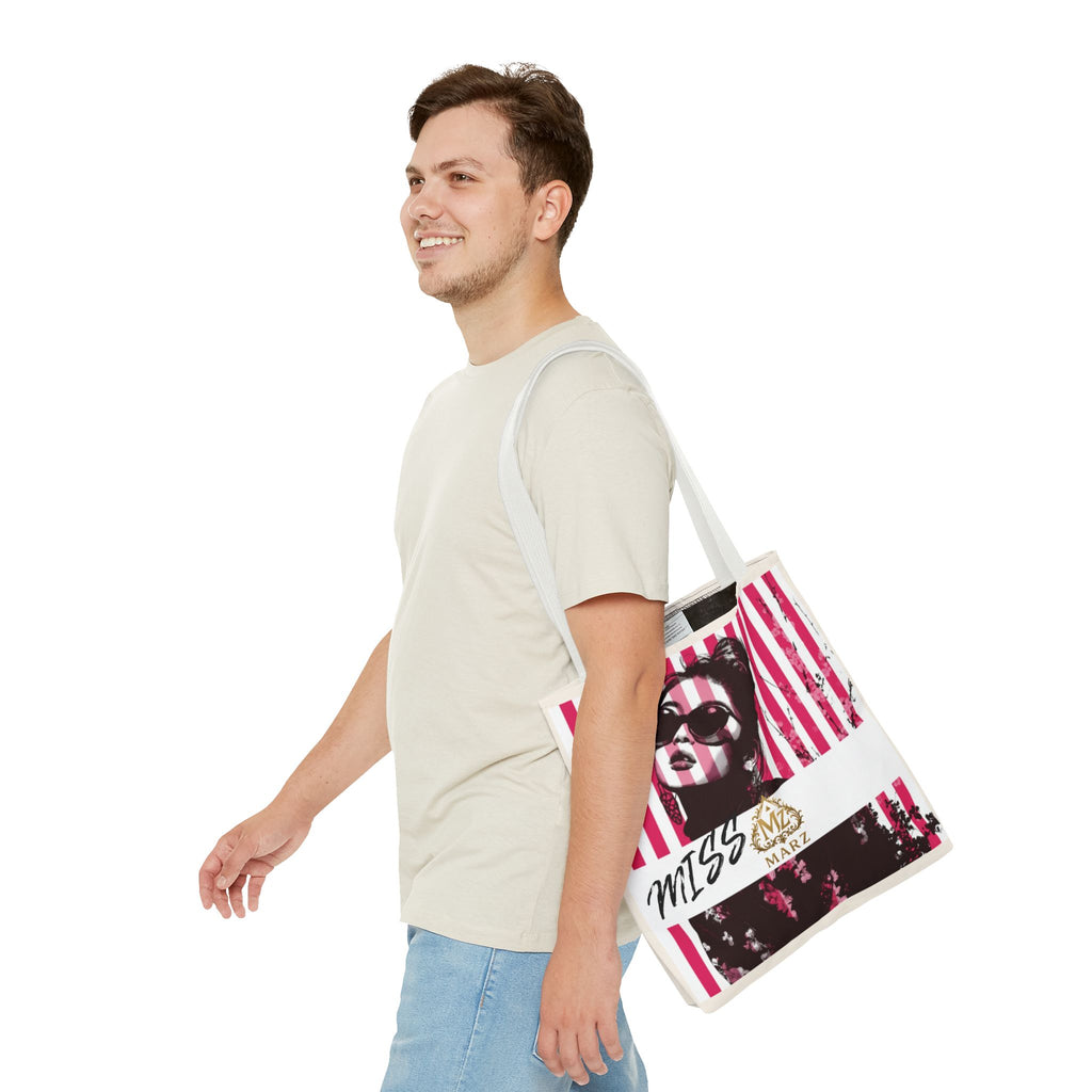 Pop Art Striped Tote Bag — 'Miss Marz' Fashion Portrait Tote