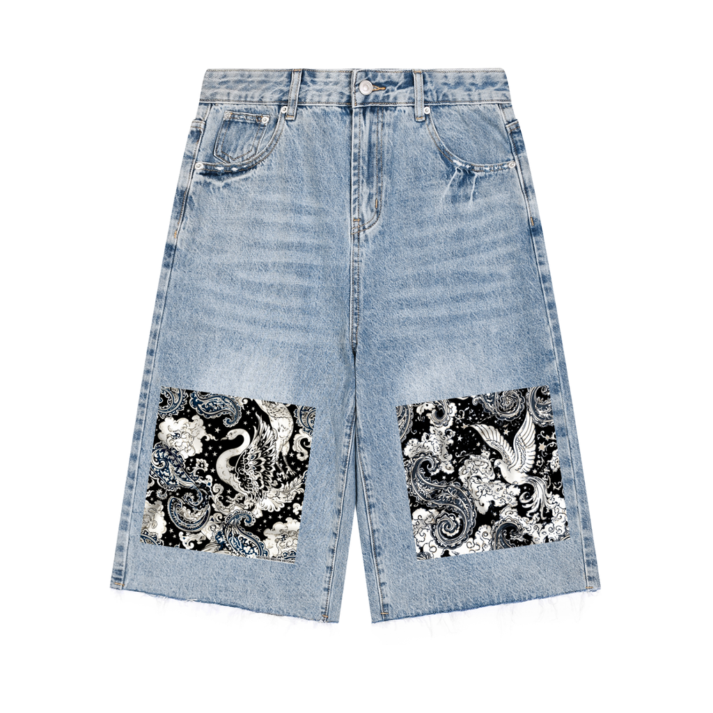 MARZ Hidden Garden Men’s Vintage Wide Leg Denim Shorts