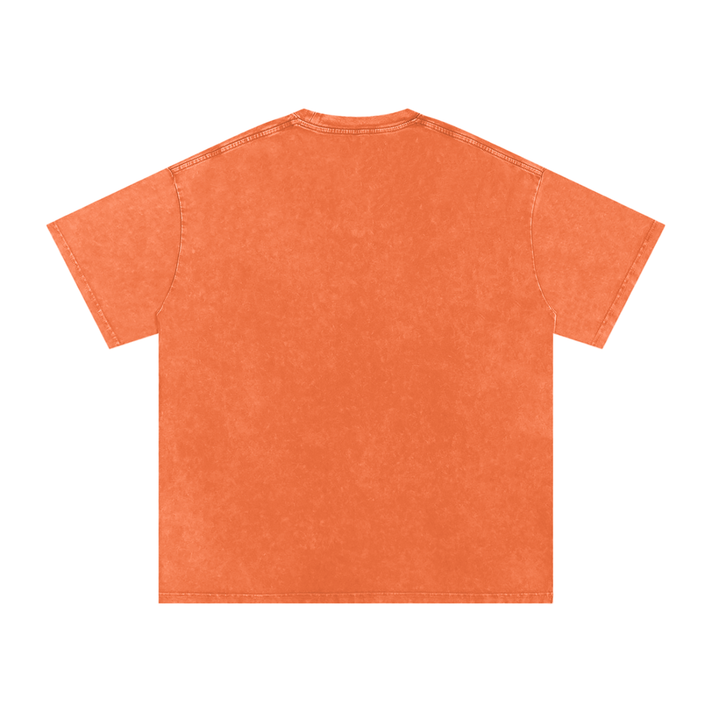 MARZ Meow Time Snow Washed Oversized Cotton T-Shirt