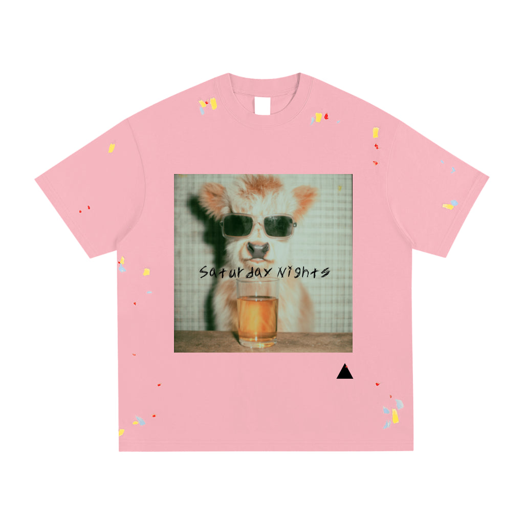 Saturday Nights Mini Cow Paint Splatter T-Shirt