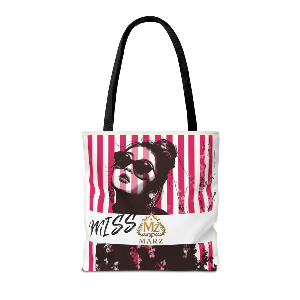 Pop Art Striped Tote Bag — 'Miss Marz' Fashion Portrait Tote