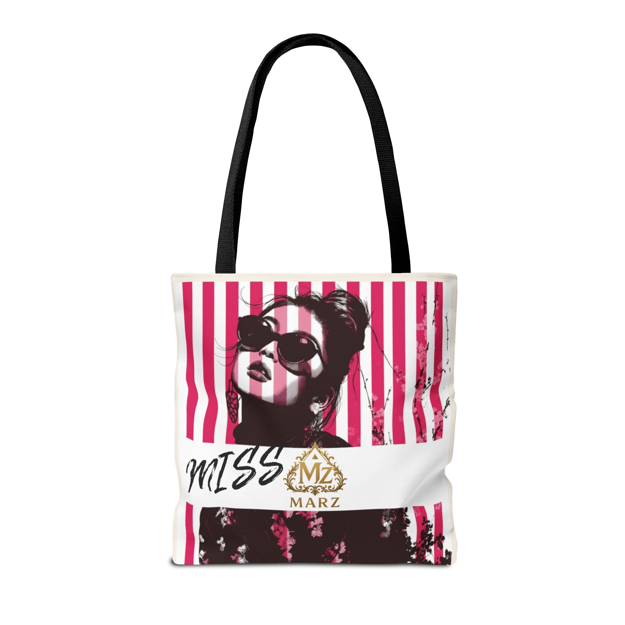 Pop Art Striped Tote Bag — 'Miss Marz' Fashion Portrait Tote