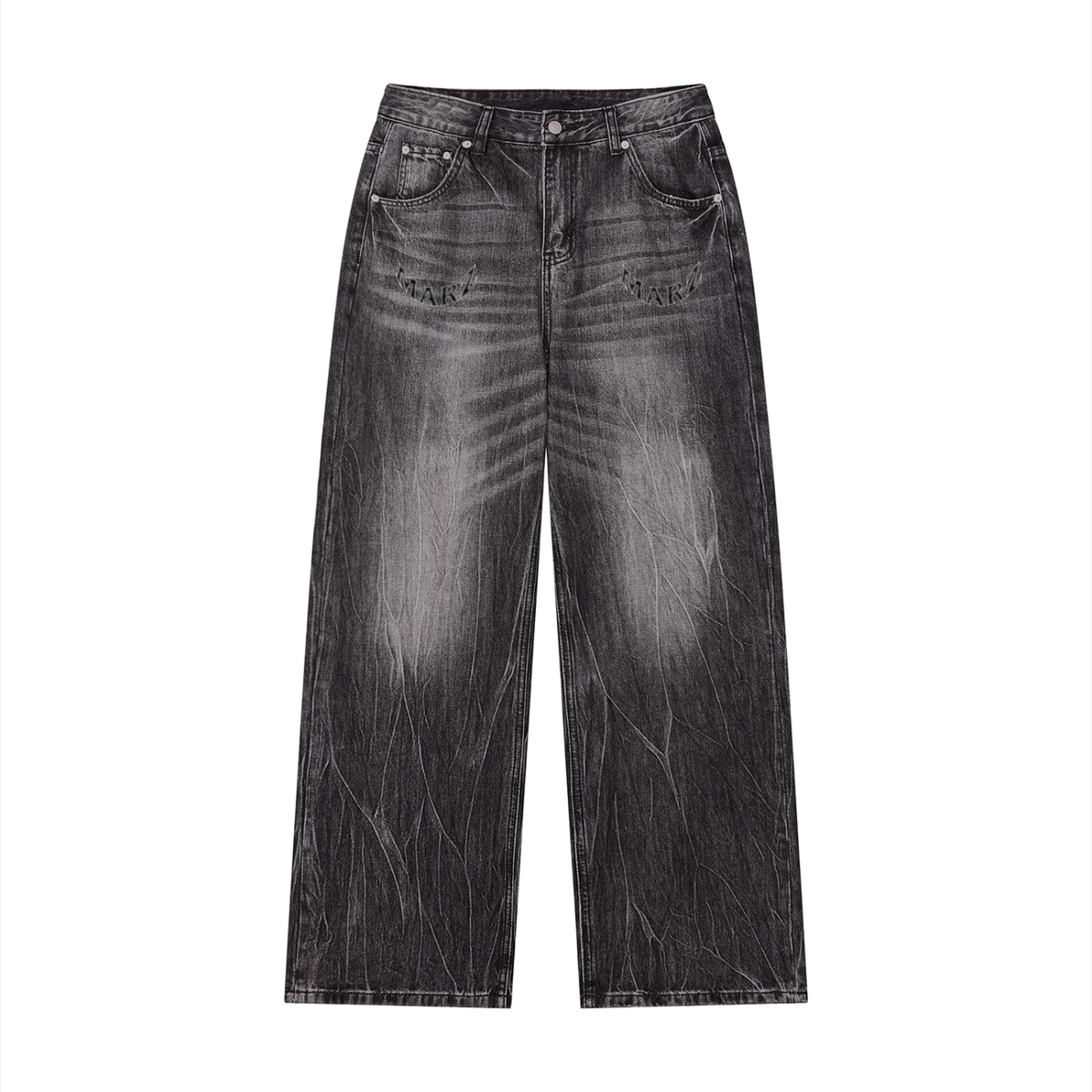 MARZ Men’s Vintage Wash Wide Leg Jeans