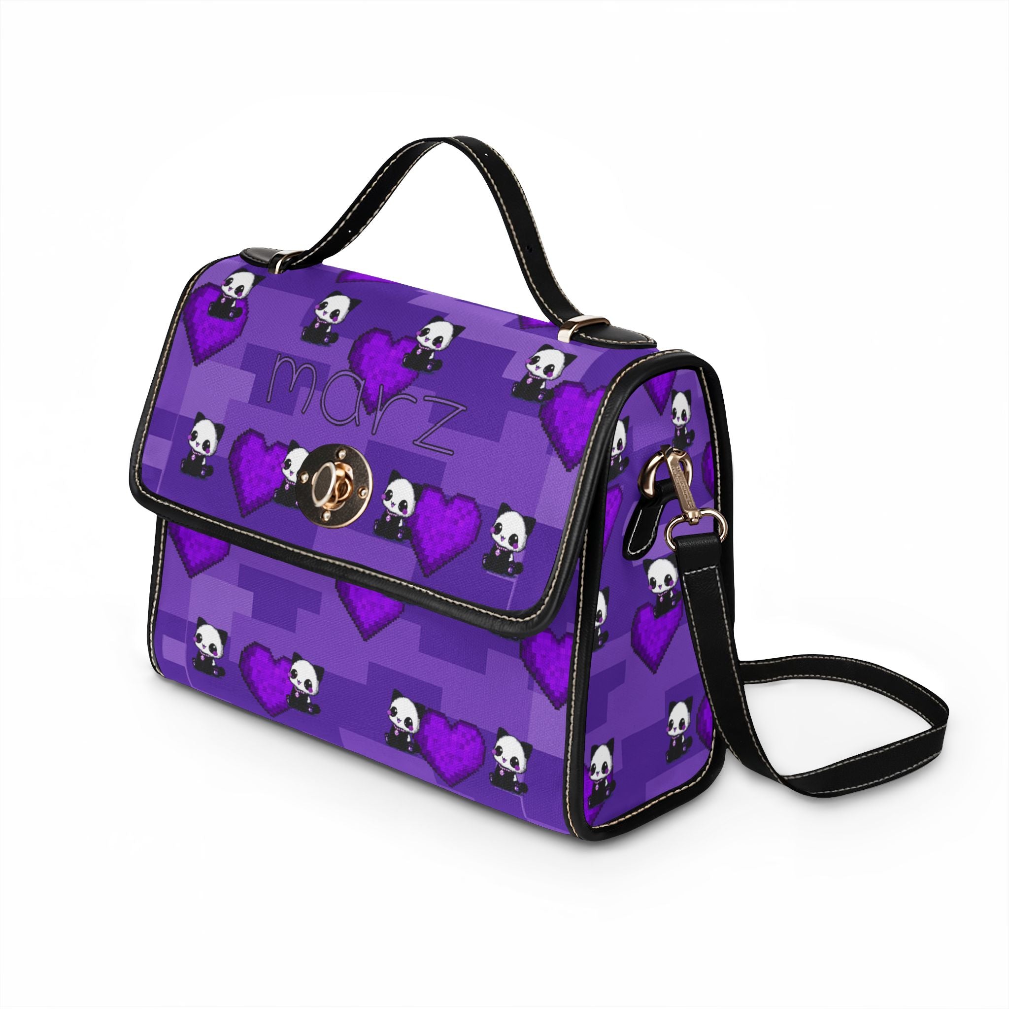 MARZ Purple Pixel Panda Waterproof Tote