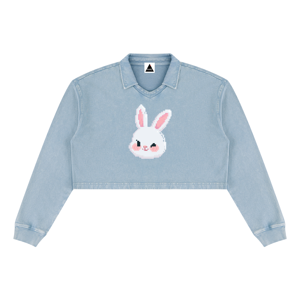 MARZ Blossom Bunny Women’s Vintage Wash Crop Sweatshirt