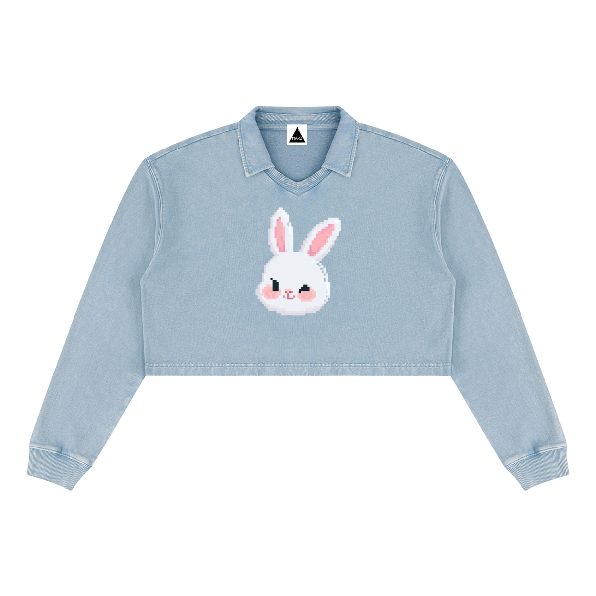 MARZ Blossom Bunny Women’s Vintage Wash Crop Sweatshirt