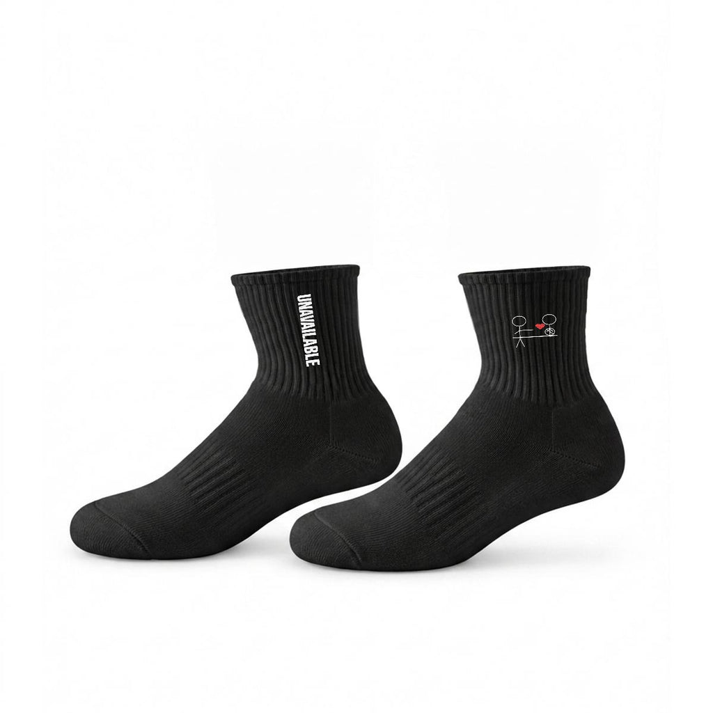 Emotionally Unavailable Embroidery Sports Mid-Calf Socks|Cotton