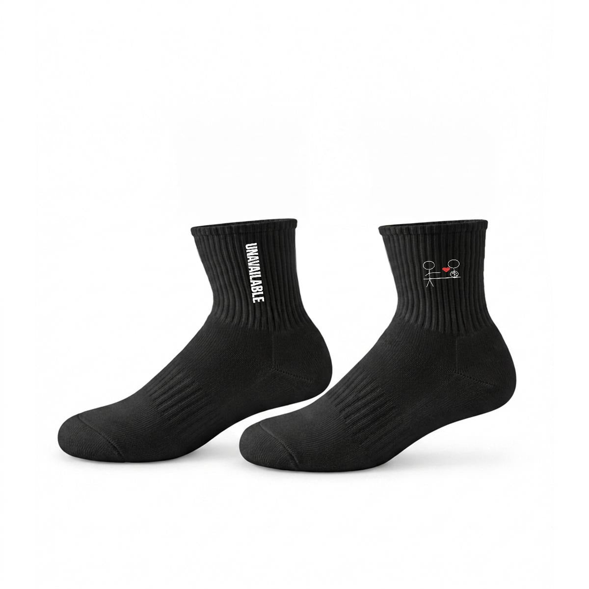 Emotionally Unavailable Embroidery Sports Mid-Calf Socks|Cotton