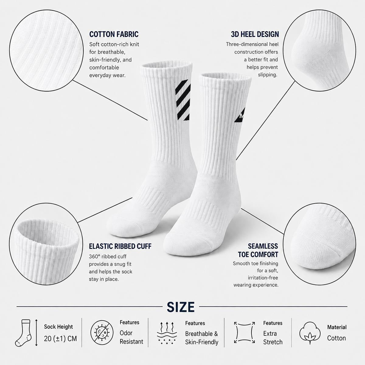 MARZ original grid mid-length socks