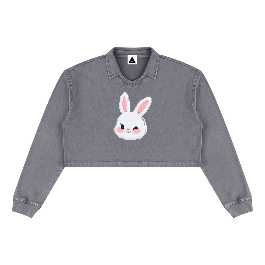 MARZ Blossom Bunny Women’s Vintage Wash Crop Sweatshirt