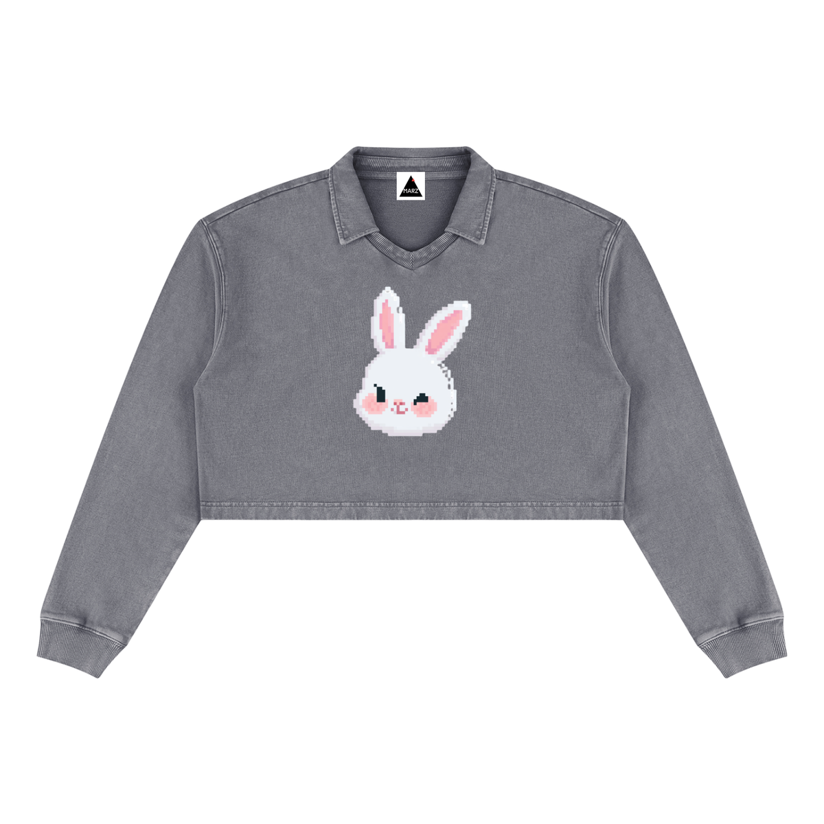MARZ Blossom Bunny Women’s Vintage Wash Crop Sweatshirt
