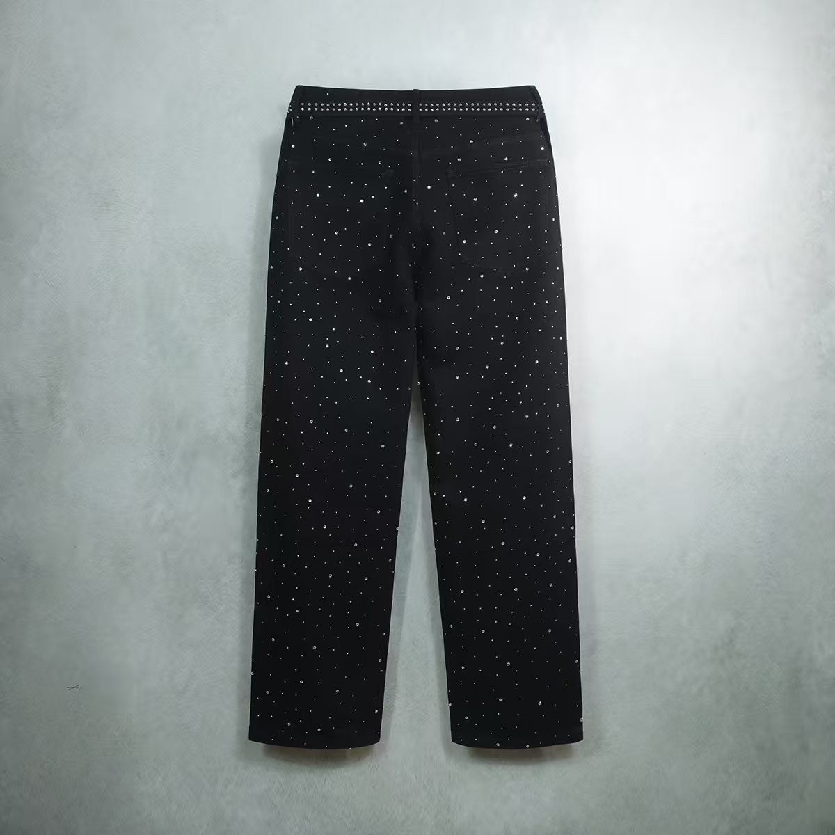 Unisex Rhinestone Star Loose Straight Jeans