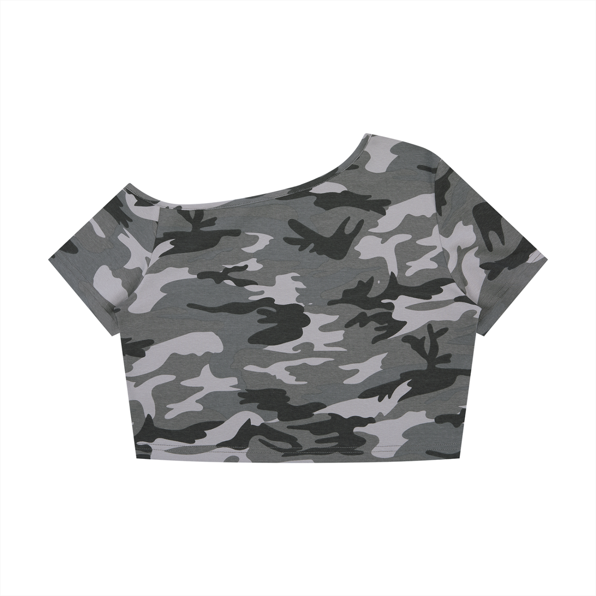 MARZ Women's Camo Off-Shoulder Crop T-Shirt