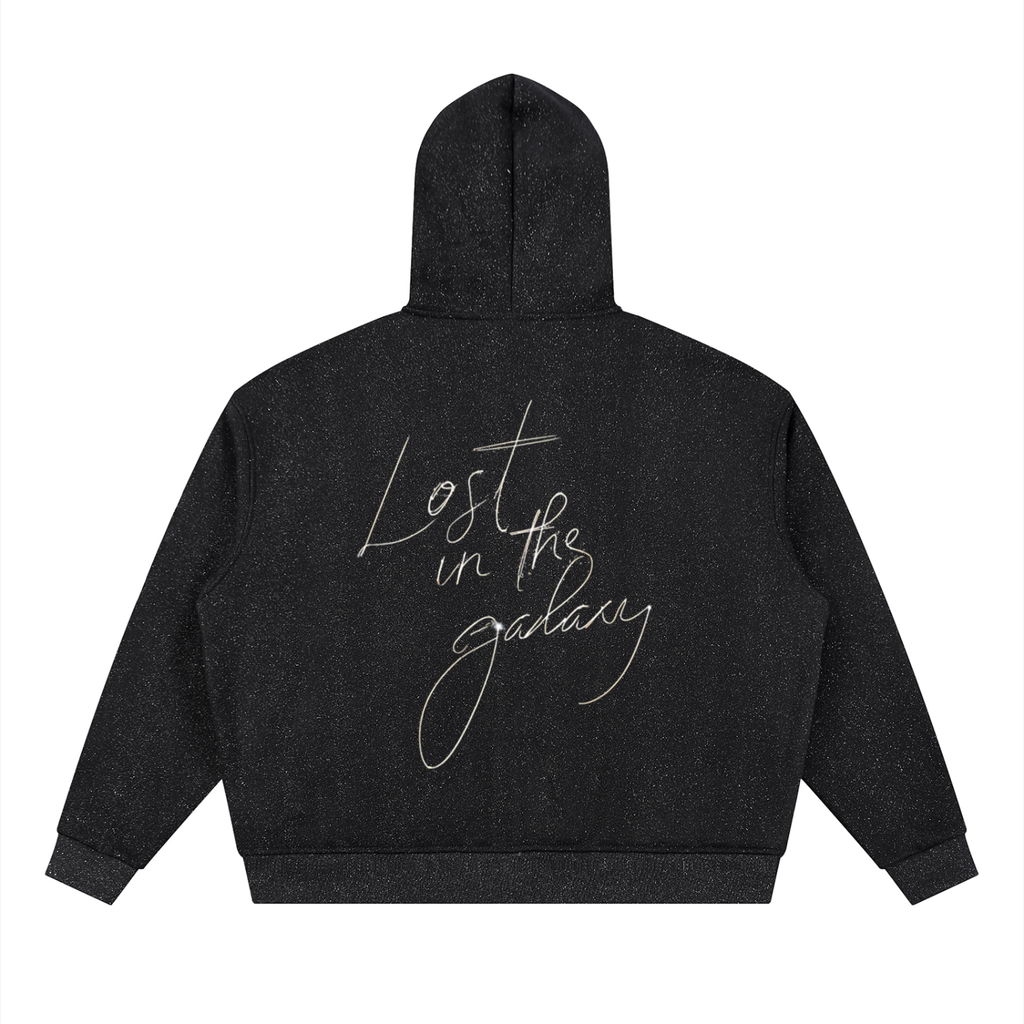 MARZ Lost in the Galaxy Unisex Sparkles Full Zip Boxy Hoodie