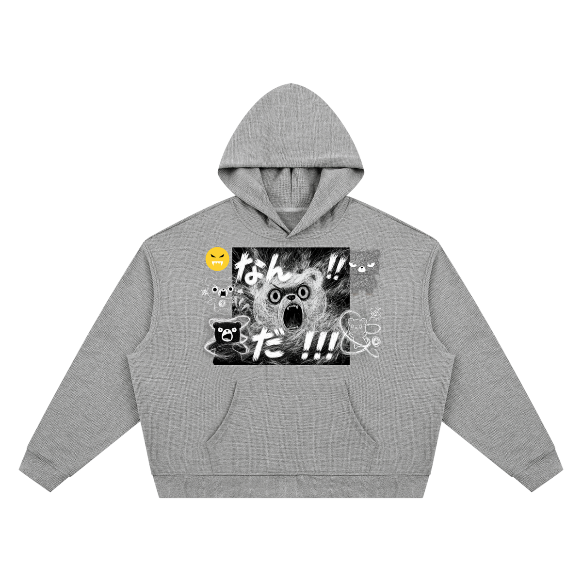 EMOUNA Kuma-Chi Darake Unisex Waffle Boxy Hoodie
