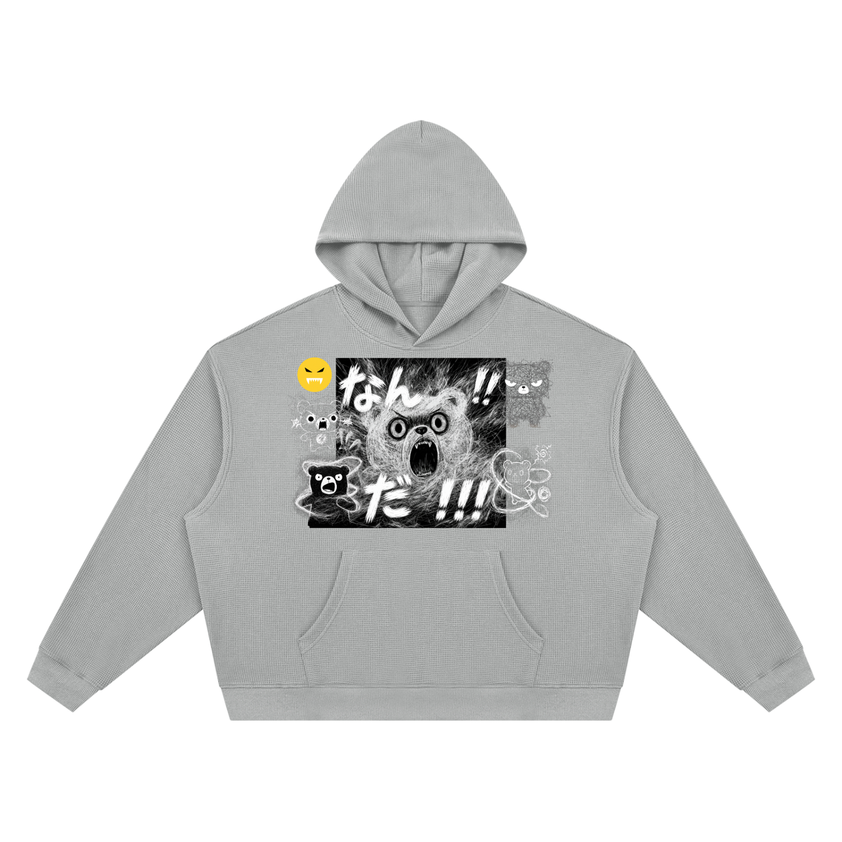 EMOUNA Kuma-Chi Darake Unisex Waffle Boxy Hoodie