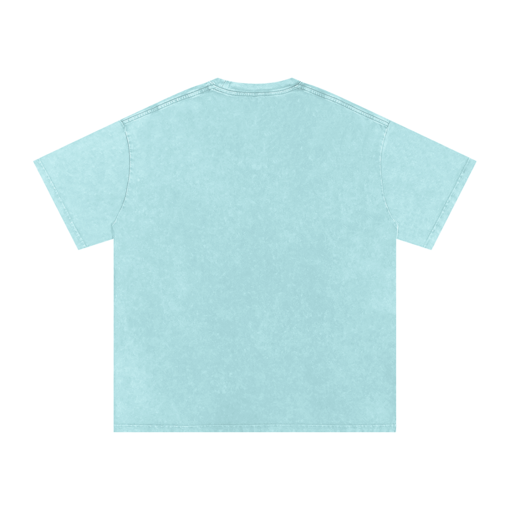 MARZ Meow Time Snow Washed Oversized Cotton T-Shirt