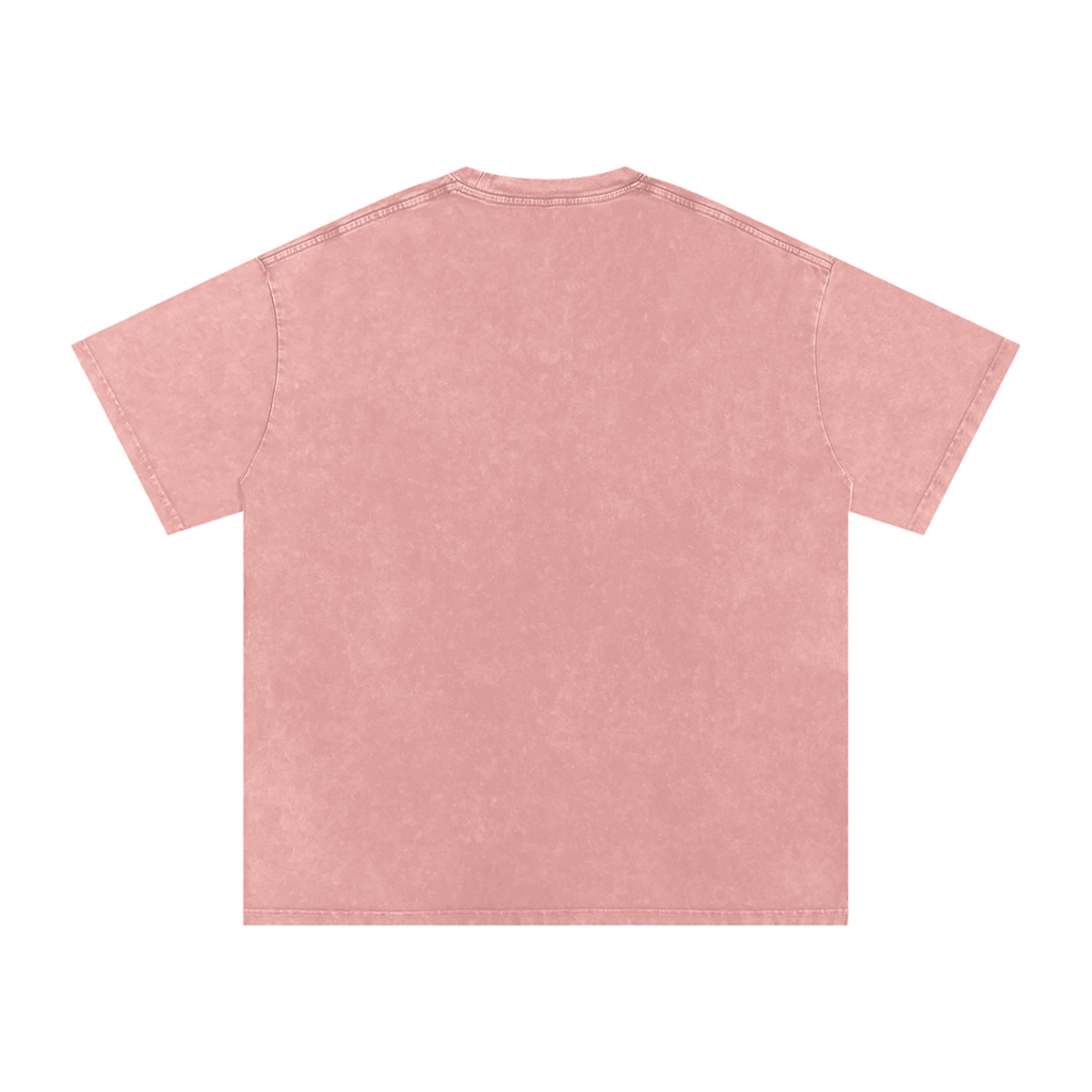 MARZ Meow Time Snow Washed Oversized Cotton T-Shirt