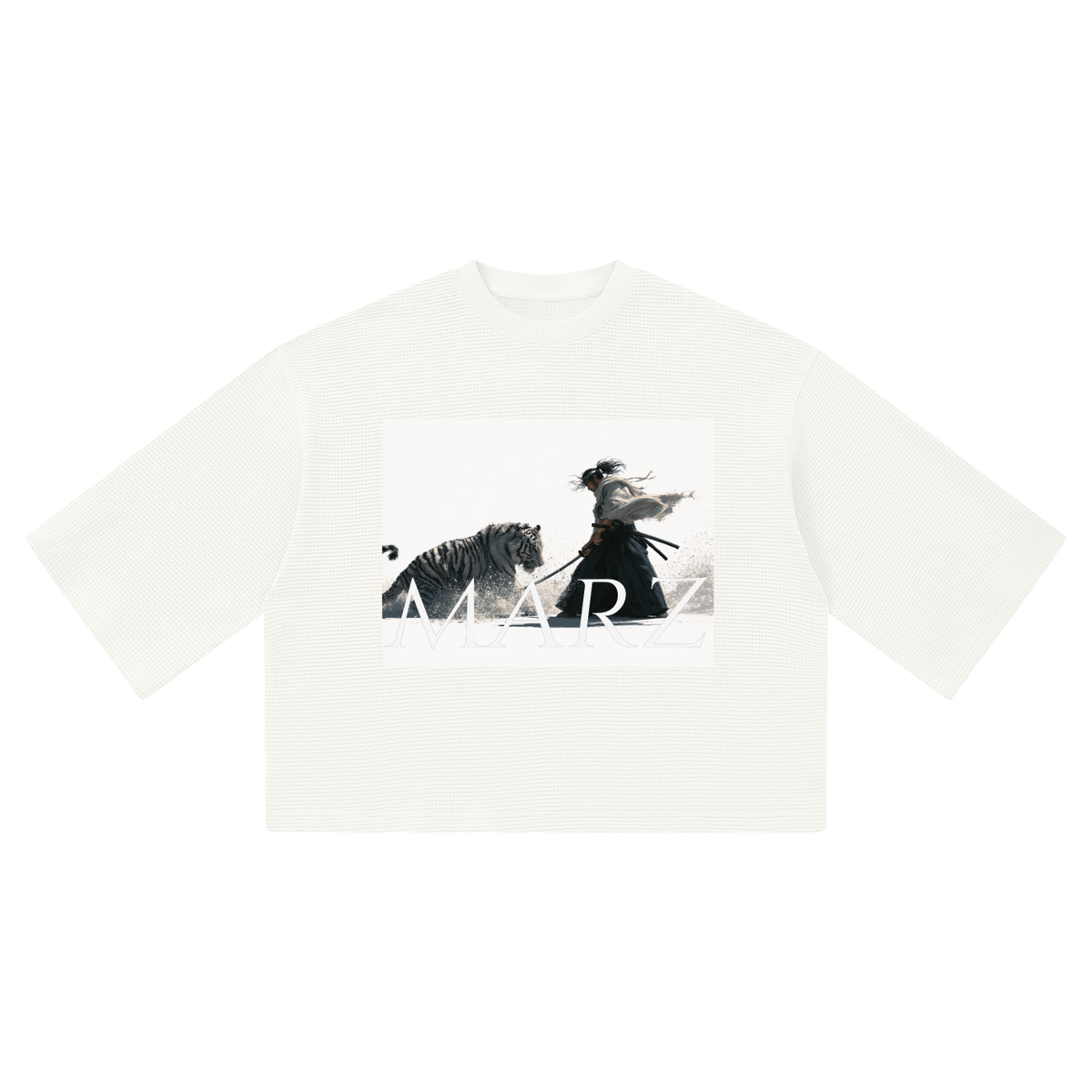 MARZ Musashi v Tora Yuki Tatakai Unisex Waffle Boxy T-Shirt