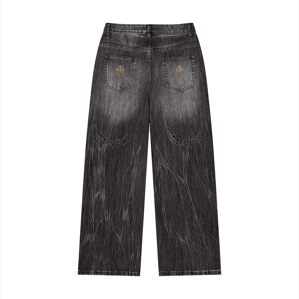 MARZ Men’s Vintage Wash Wide Leg Jeans