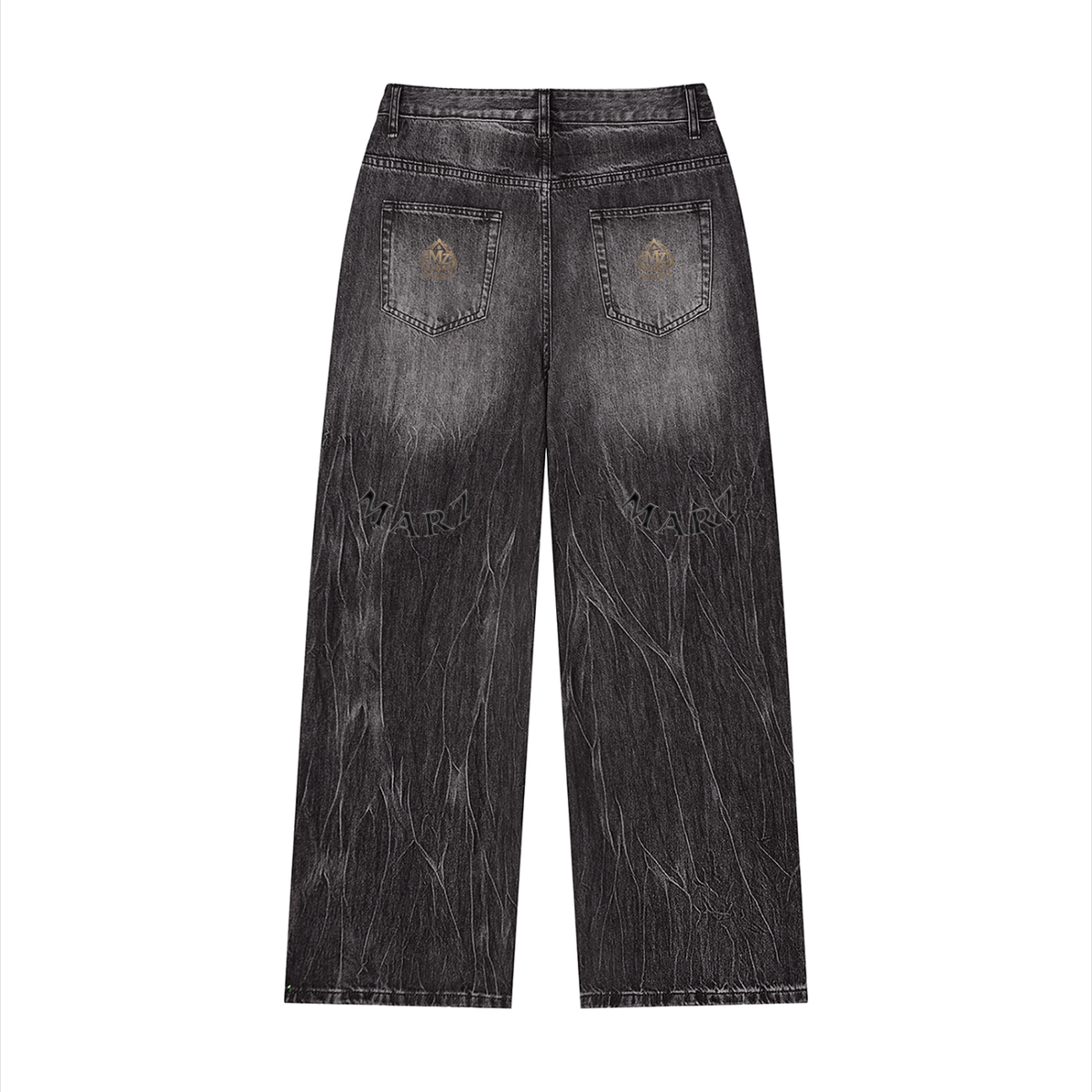MARZ Men’s Vintage Wash Wide Leg Jeans