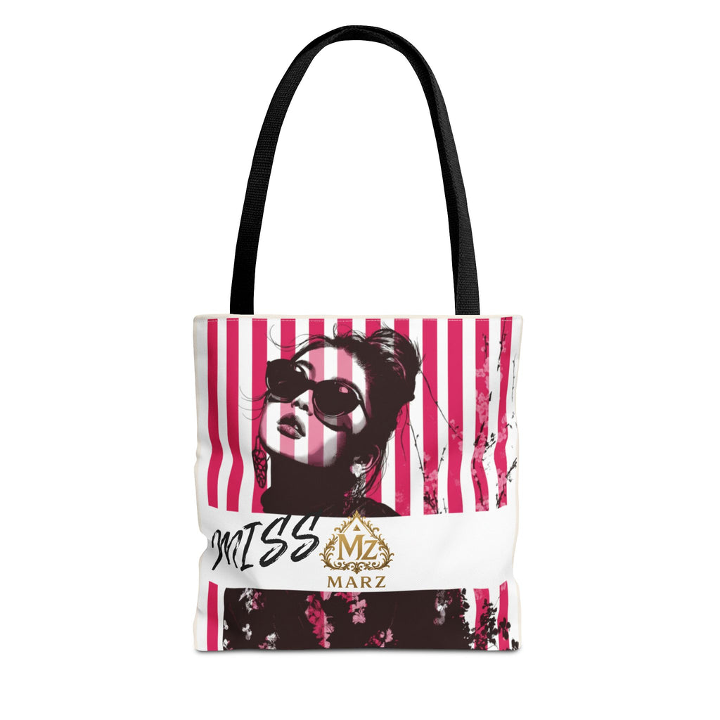 Pop Art Striped Tote Bag — 'Miss Marz' Fashion Portrait Tote