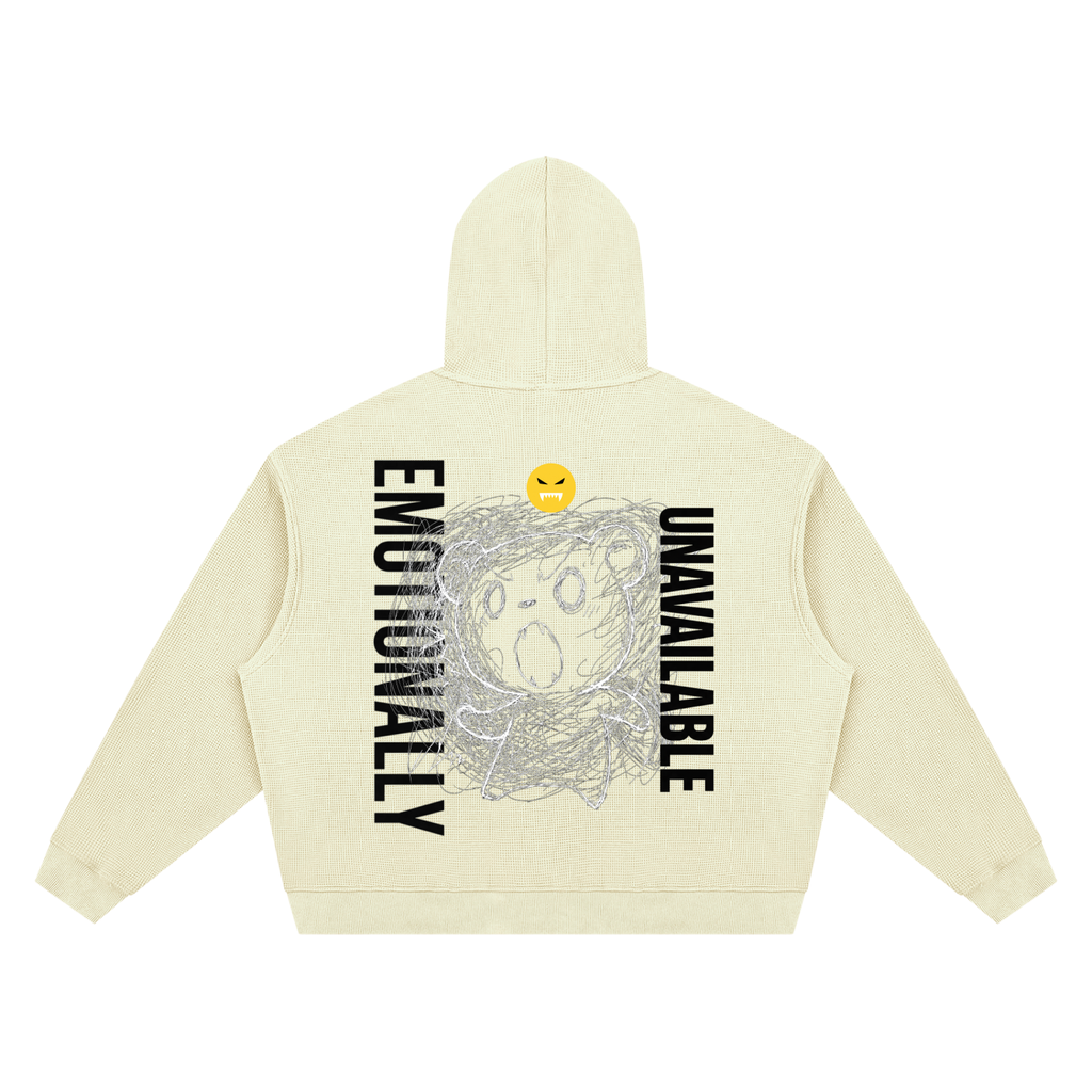 EMOUNA Kuma-Chi Darake Unisex Waffle Boxy Hoodie