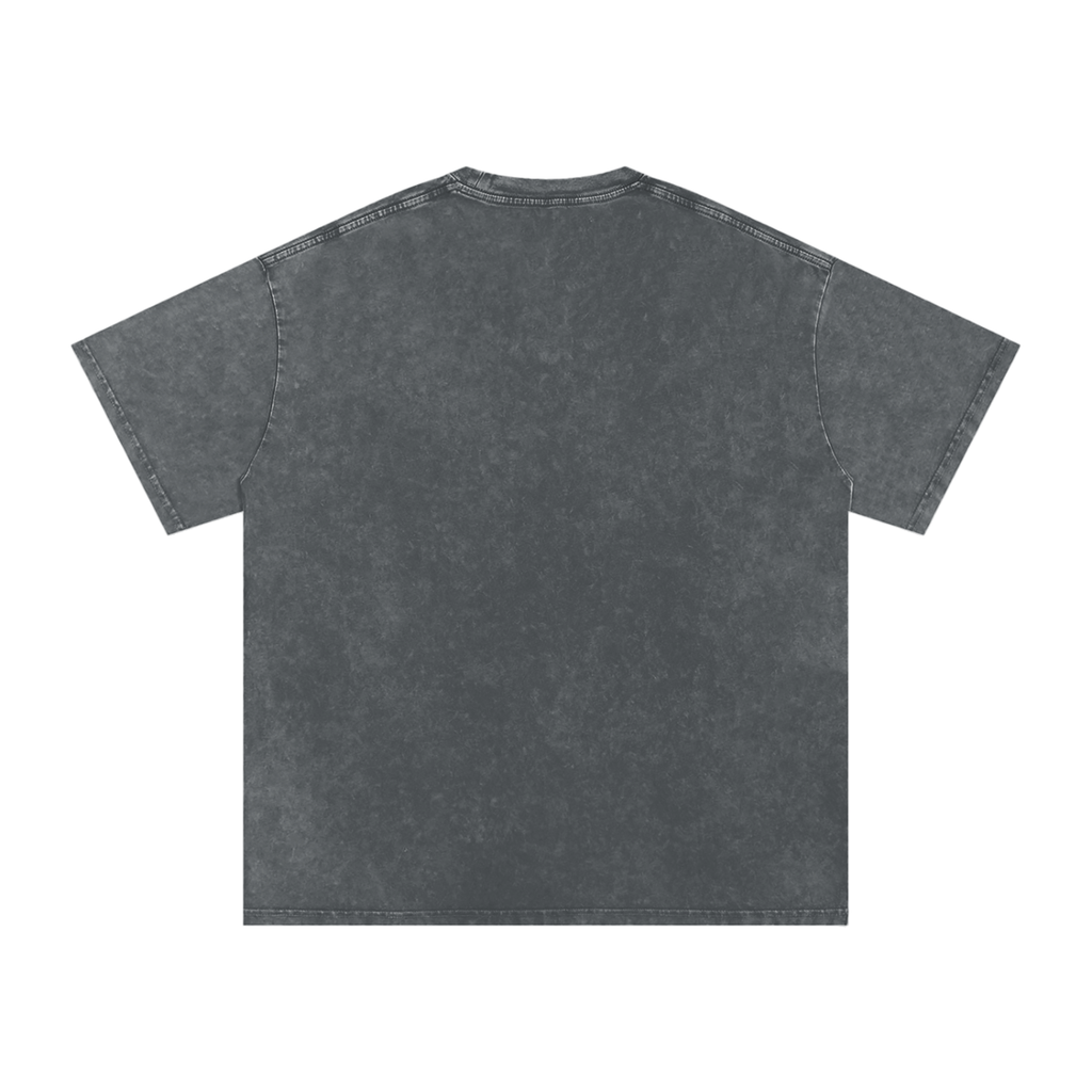 MARZ Meow Time Snow Washed Oversized Cotton T-Shirt