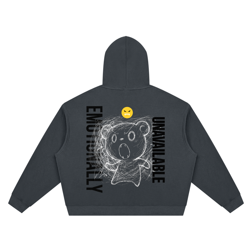 EMOUNA Kuma-Chi Darake Unisex Waffle Boxy Hoodie